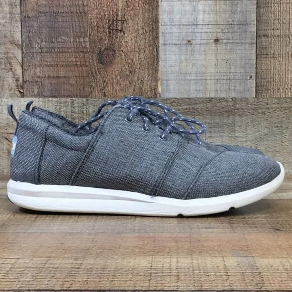 Toms Del Ray Sneakers Womens 8 Steel Gray Canvas Lace Up Classic Comfort Shoes